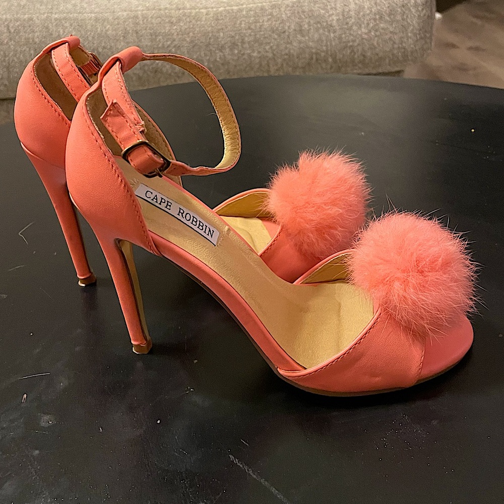 Pink Heels with Pom Poms